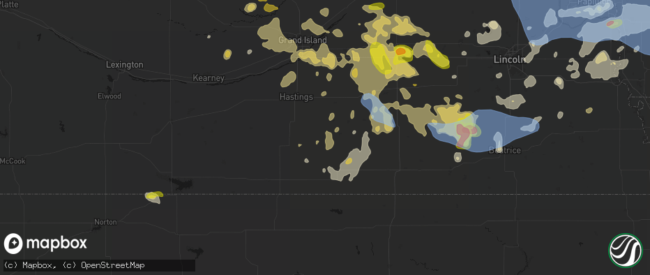 Hail map in Deweese, NE on June 5, 2026