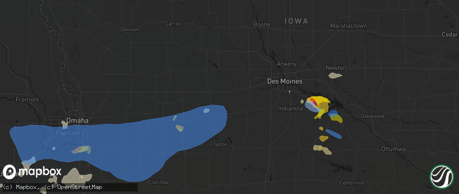 Hail map in Dexter, IA on June 5, 2026