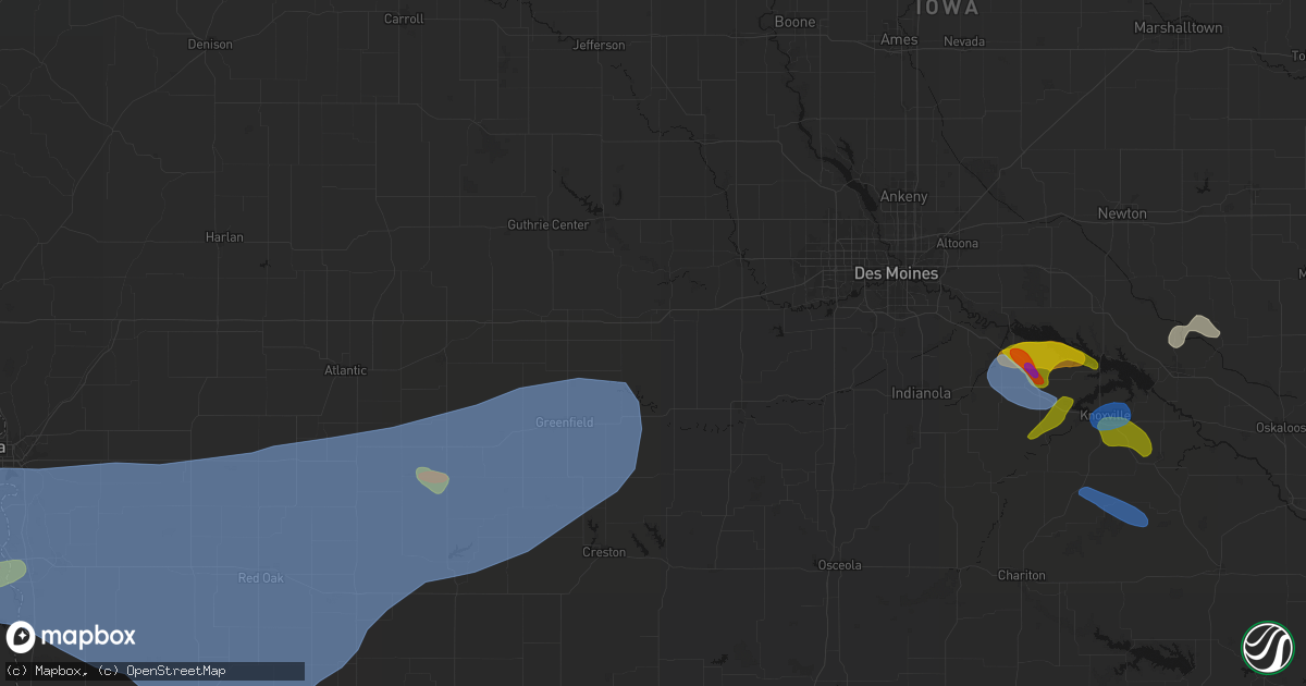 Hail map in Dexter, IA on June 5, 2026