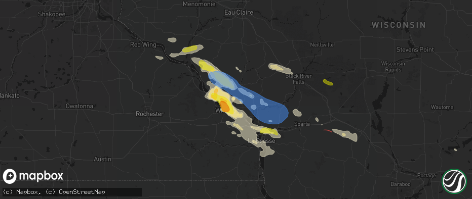 Hail map in Dodge, WI on June 5, 2026