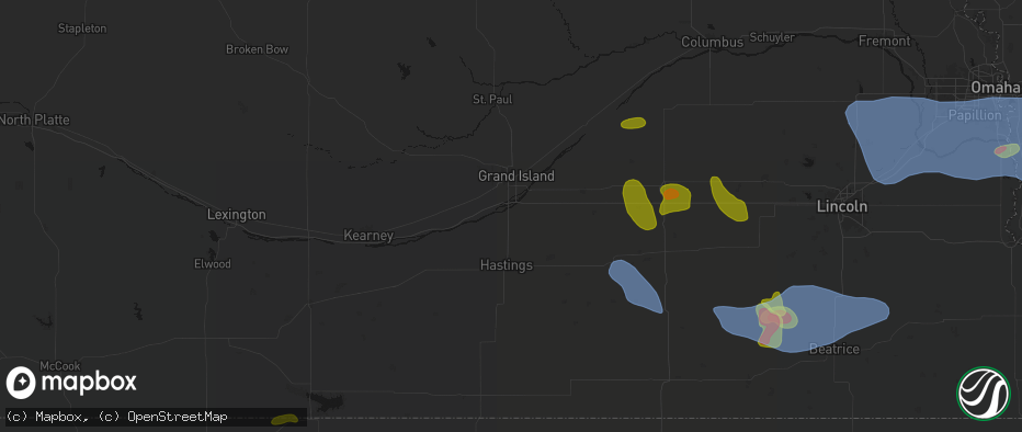 Hail map in Doniphan, NE on June 5, 2026