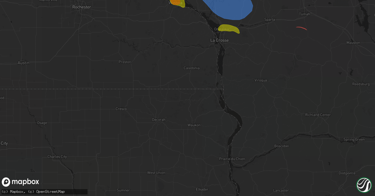 Hail map in Dorchester, IA on June 5, 2026