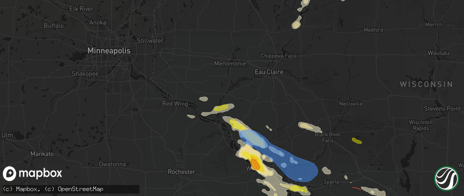 Hail map in Durand, WI on June 5, 2026