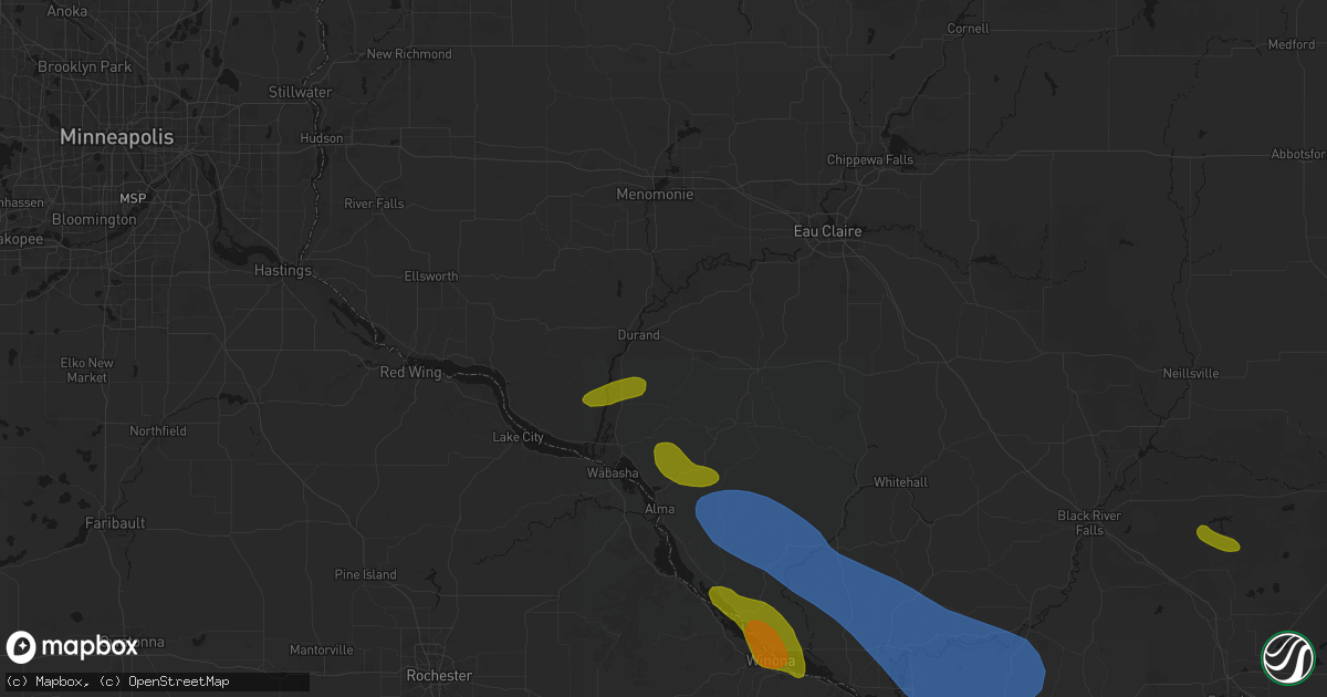 Hail map in Durand, WI on June 5, 2026