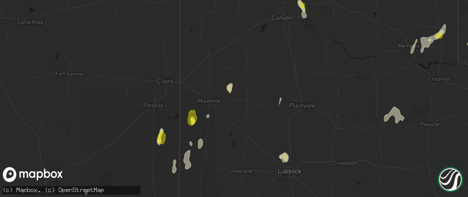 Hail map in Earth, TX on June 5, 2026