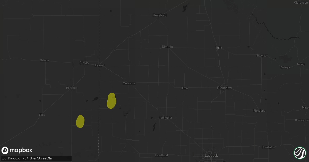 Hail map in Earth, TX on June 5, 2026