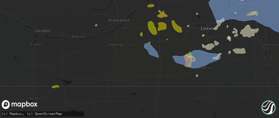 Hail map in Edgar, NE on June 5, 2026