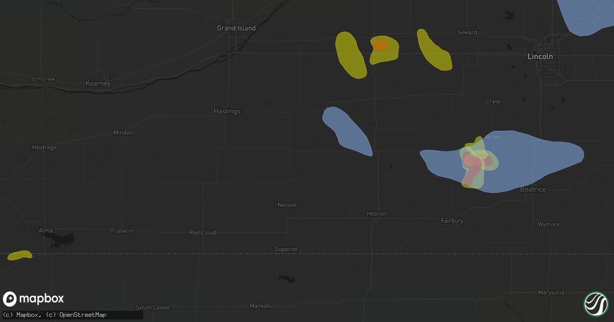 Hail map in Edgar, NE on June 5, 2026