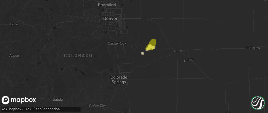 Hail map in Elbert, CO on June 5, 2026