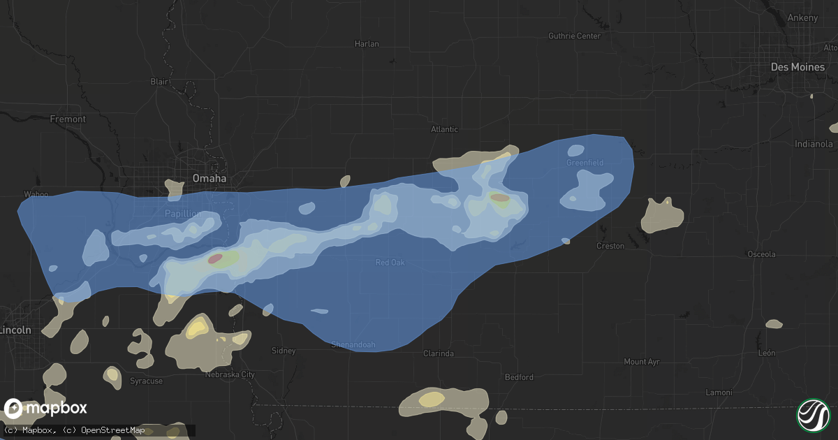 Hail map in Elliott, IA on June 5, 2026