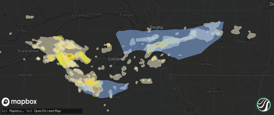 Hail map in Elmwood, NE on June 5, 2026