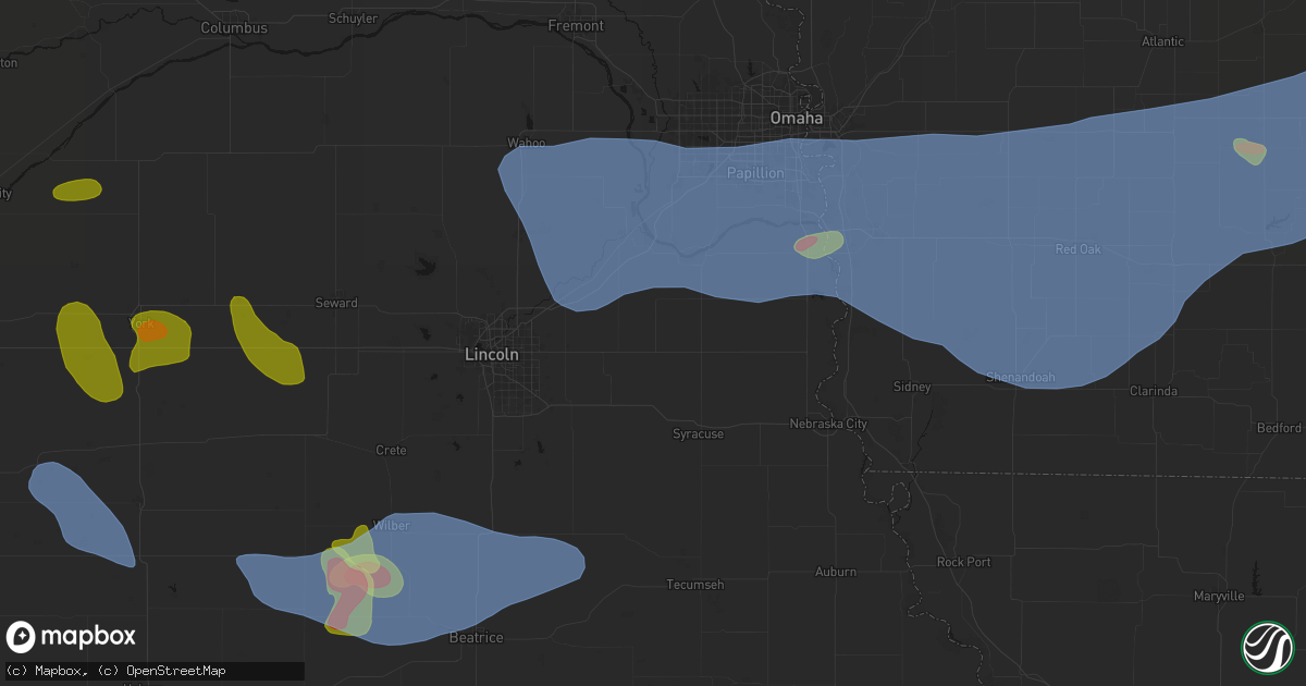 Hail map in Elmwood, NE on June 5, 2026