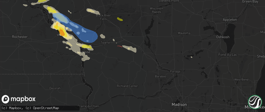 Hail map in Elroy, WI on June 5, 2026