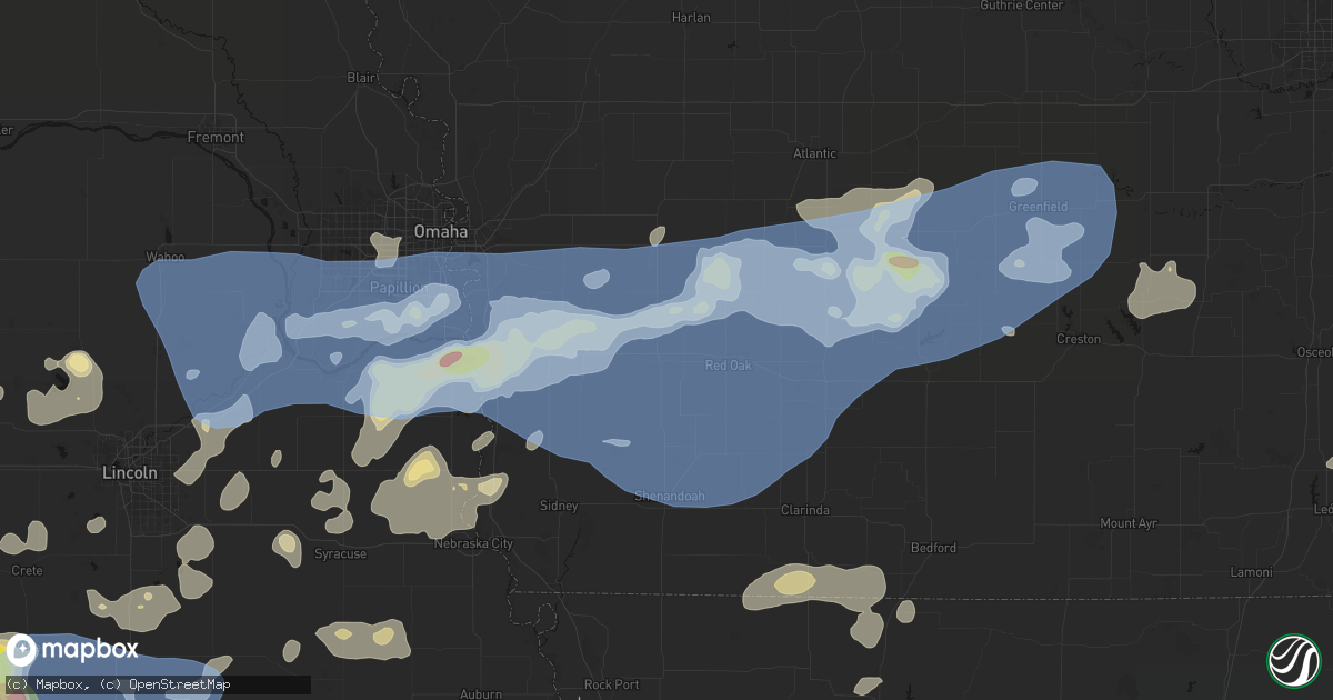 Hail map in Emerson, IA on June 5, 2026