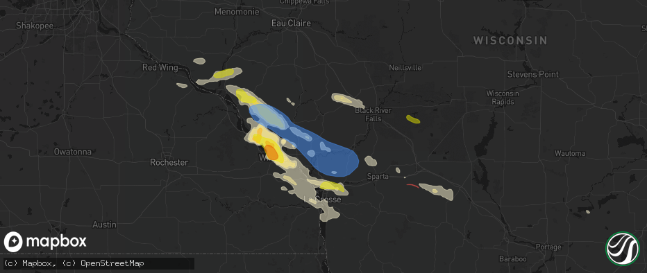 Hail map in Ettrick, WI on June 5, 2026