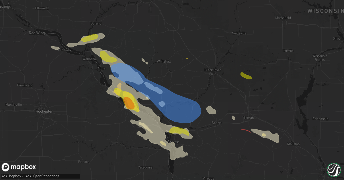 Hail map in Ettrick, WI on June 5, 2026