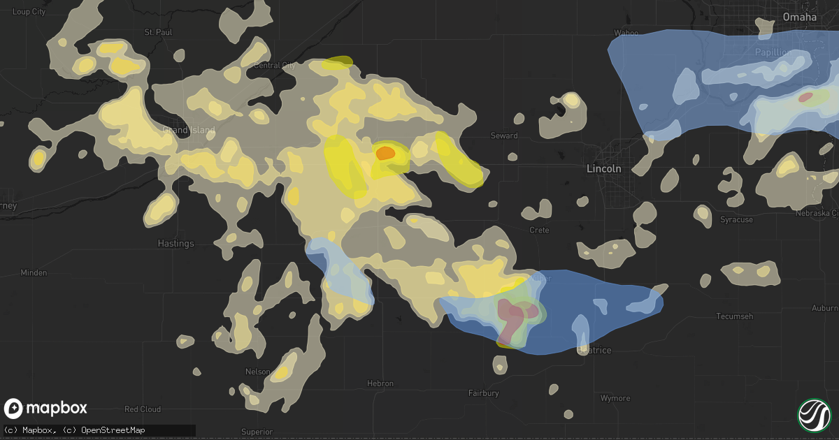Hail map in Exeter, NE on June 5, 2026