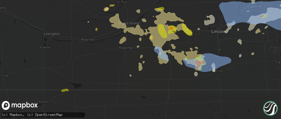 Hail map in Fairfield, NE on June 5, 2026