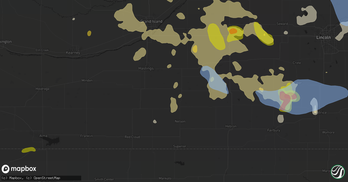 Hail map in Fairfield, NE on June 5, 2026