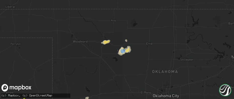 Hail map in Fairview, OK on June 5, 2026