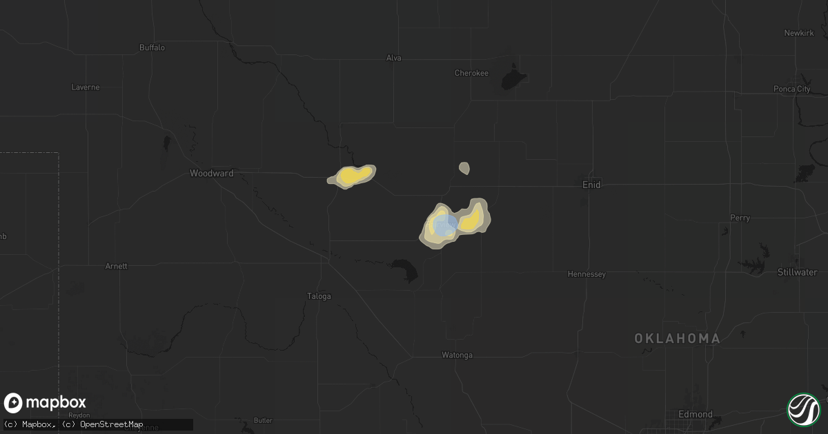 Hail map in Fairview, OK on June 5, 2026