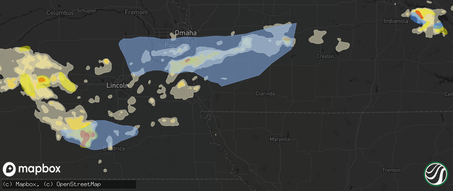Hail map in Farragut, IA on June 5, 2026