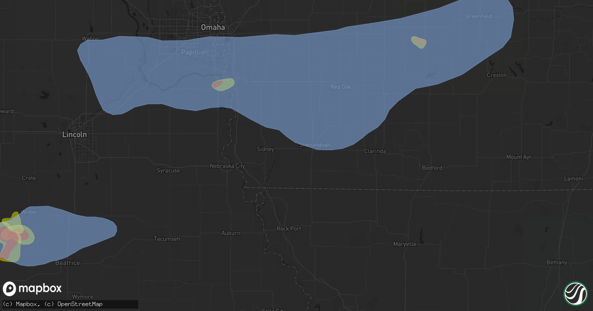 Hail map in Farragut, IA on June 5, 2026