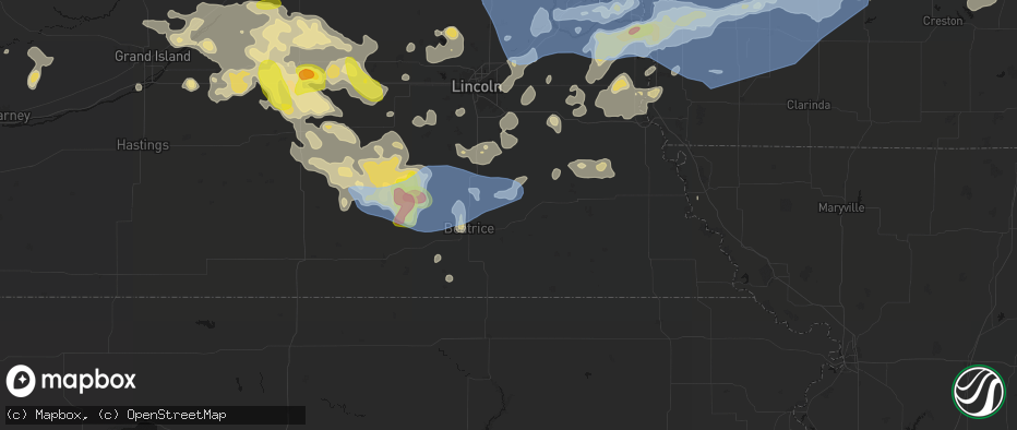 Hail map in Filley, NE on June 5, 2026