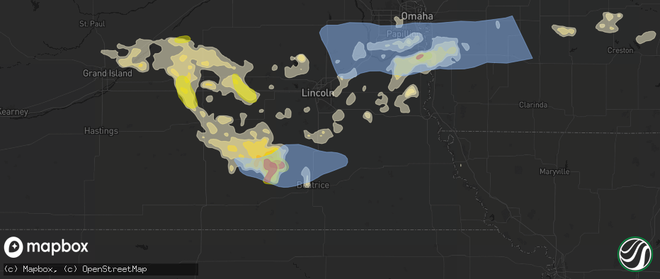 Hail map in Firth, NE on June 5, 2026