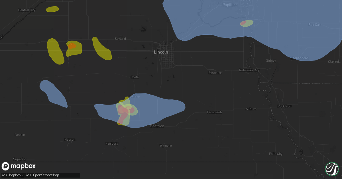 Hail map in Firth, NE on June 5, 2026