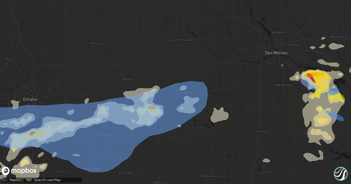 Hail map in Fontanelle, IA on June 5, 2026
