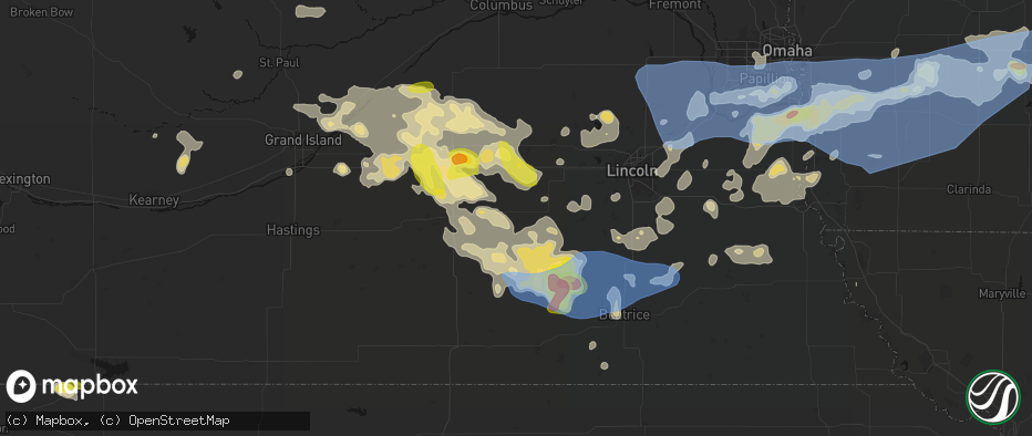 Hail map in Friend, NE on June 5, 2026