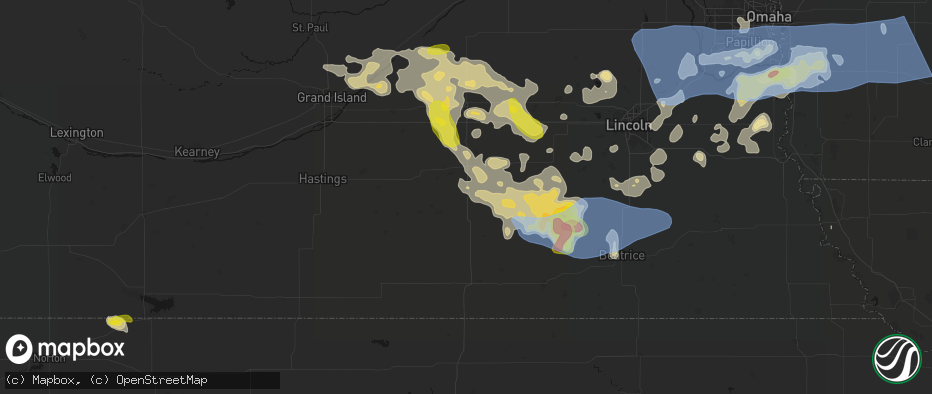 Hail map in Geneva, NE on June 5, 2026