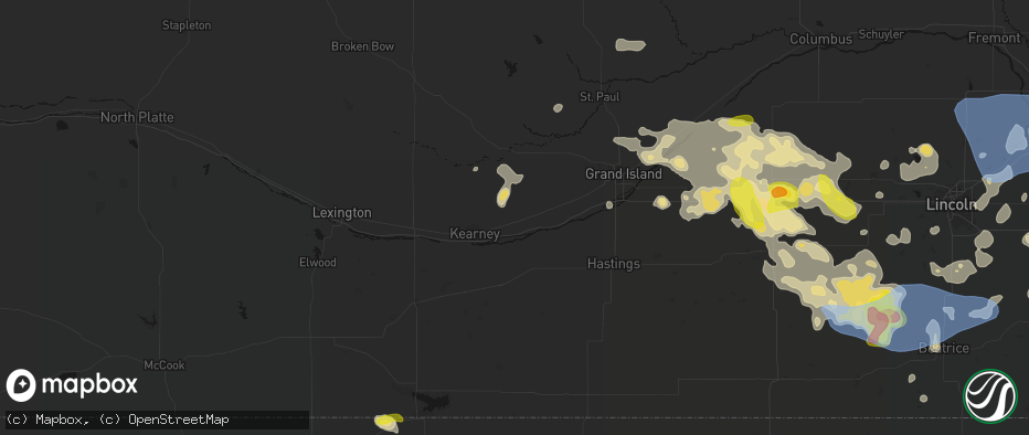 Hail map in Gibbon, NE on June 5, 2026