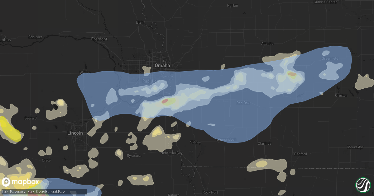 Hail map in Glenwood, IA on June 5, 2026