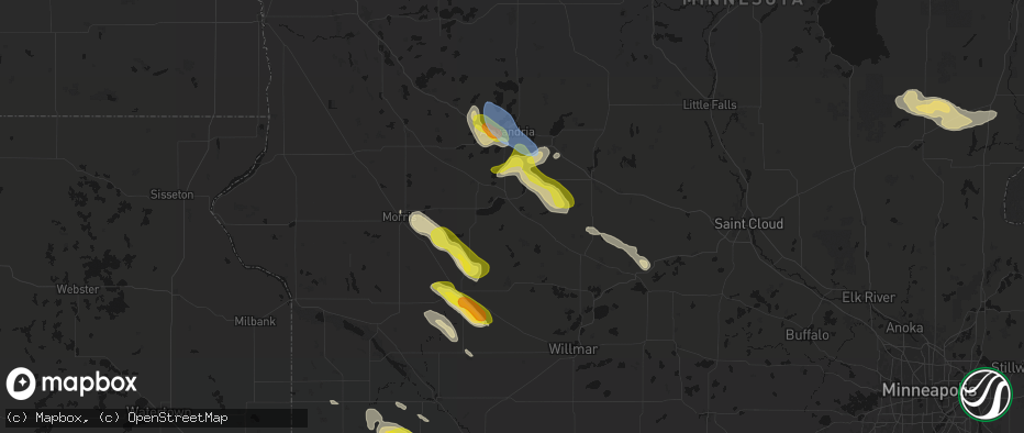 Hail map in Glenwood, MN on June 5, 2026