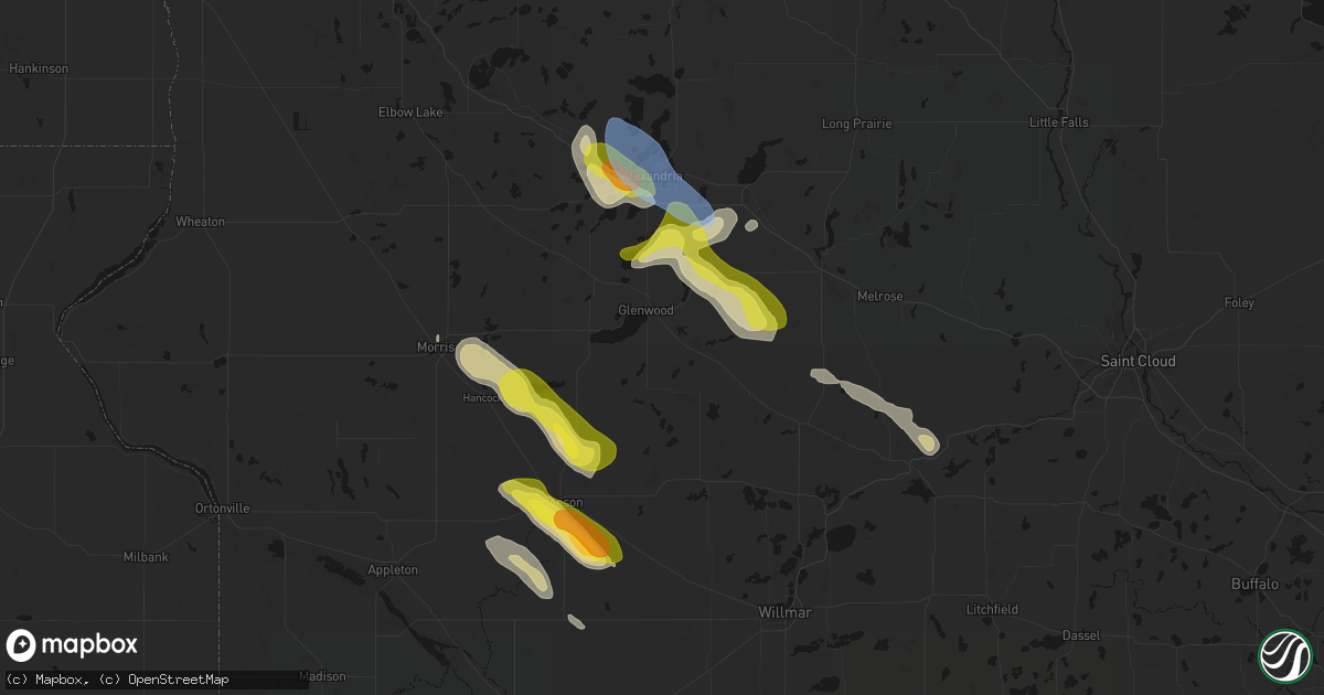 Hail map in Glenwood, MN on June 5, 2026