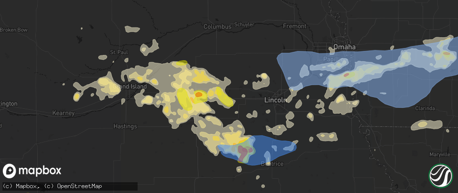 Hail map in Goehner, NE on June 5, 2026