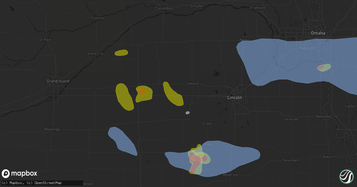 Hail map in Goehner, NE on June 5, 2026