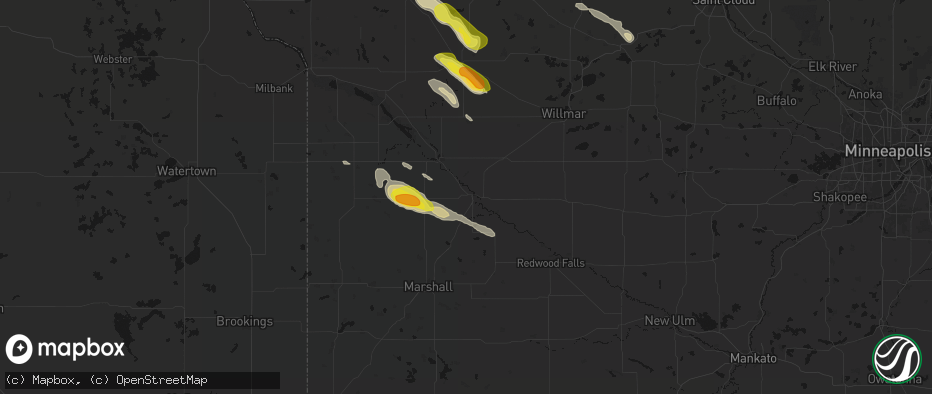 Hail map in Granite Falls, MN on June 5, 2026