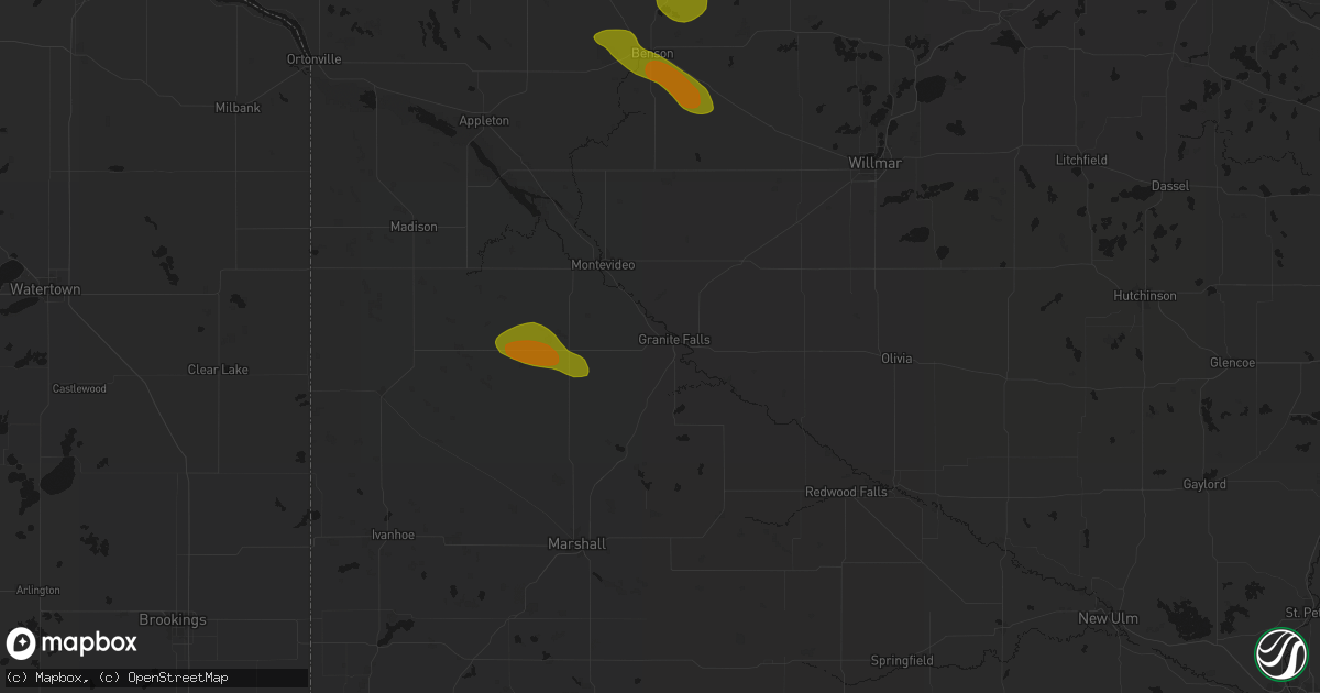 Hail map in Granite Falls, MN on June 5, 2026