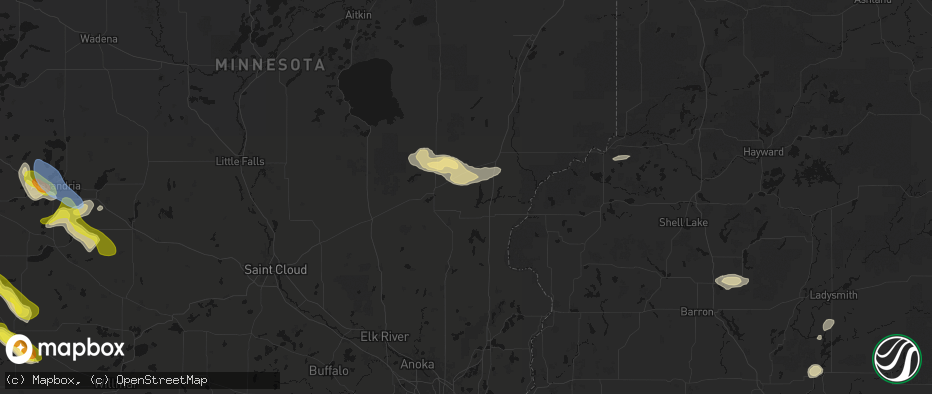 Hail map in Grasston, MN on June 5, 2026