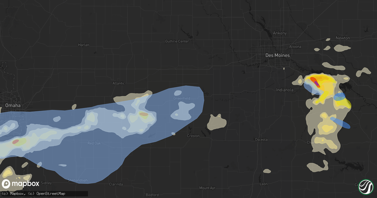 Hail map in Greenfield, IA on June 5, 2026