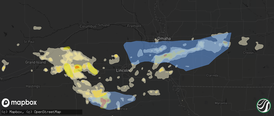 Hail map in Greenwood, NE on June 5, 2026