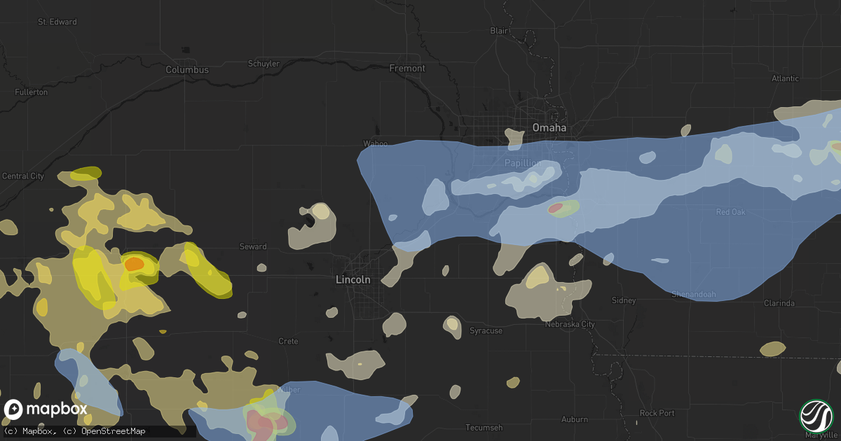 Hail map in Greenwood, NE on June 5, 2026
