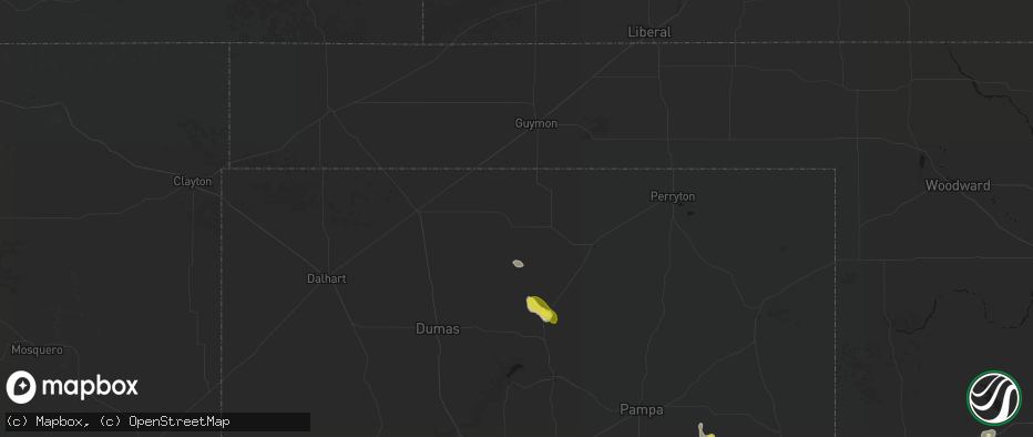 Hail map in Gruver, TX on June 5, 2026