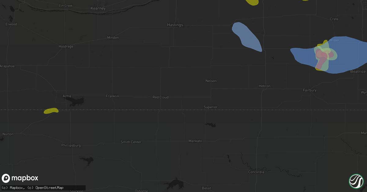 Hail map in Guide Rock, NE on June 5, 2026