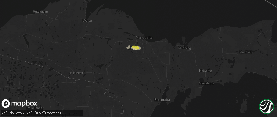 Hail map in Gwinn, MI on June 5, 2026