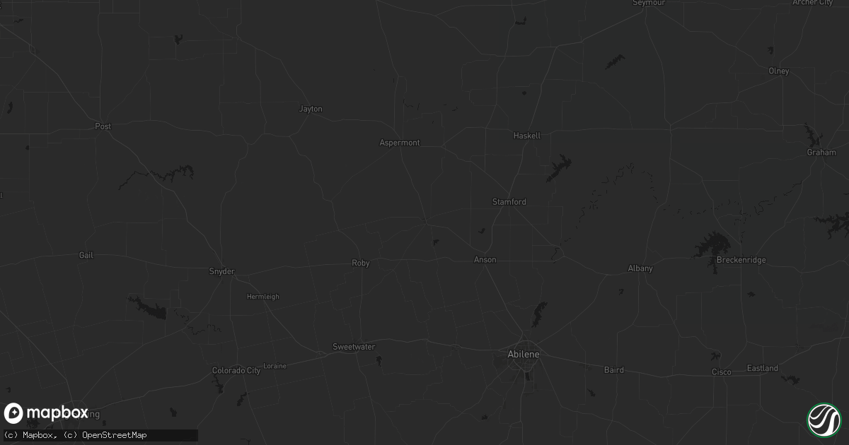 Hail map in Hamlin, TX on June 5, 2026