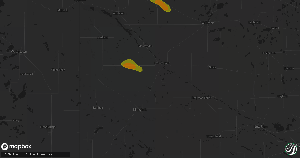 Hail map in Hanley Falls, MN on June 5, 2026